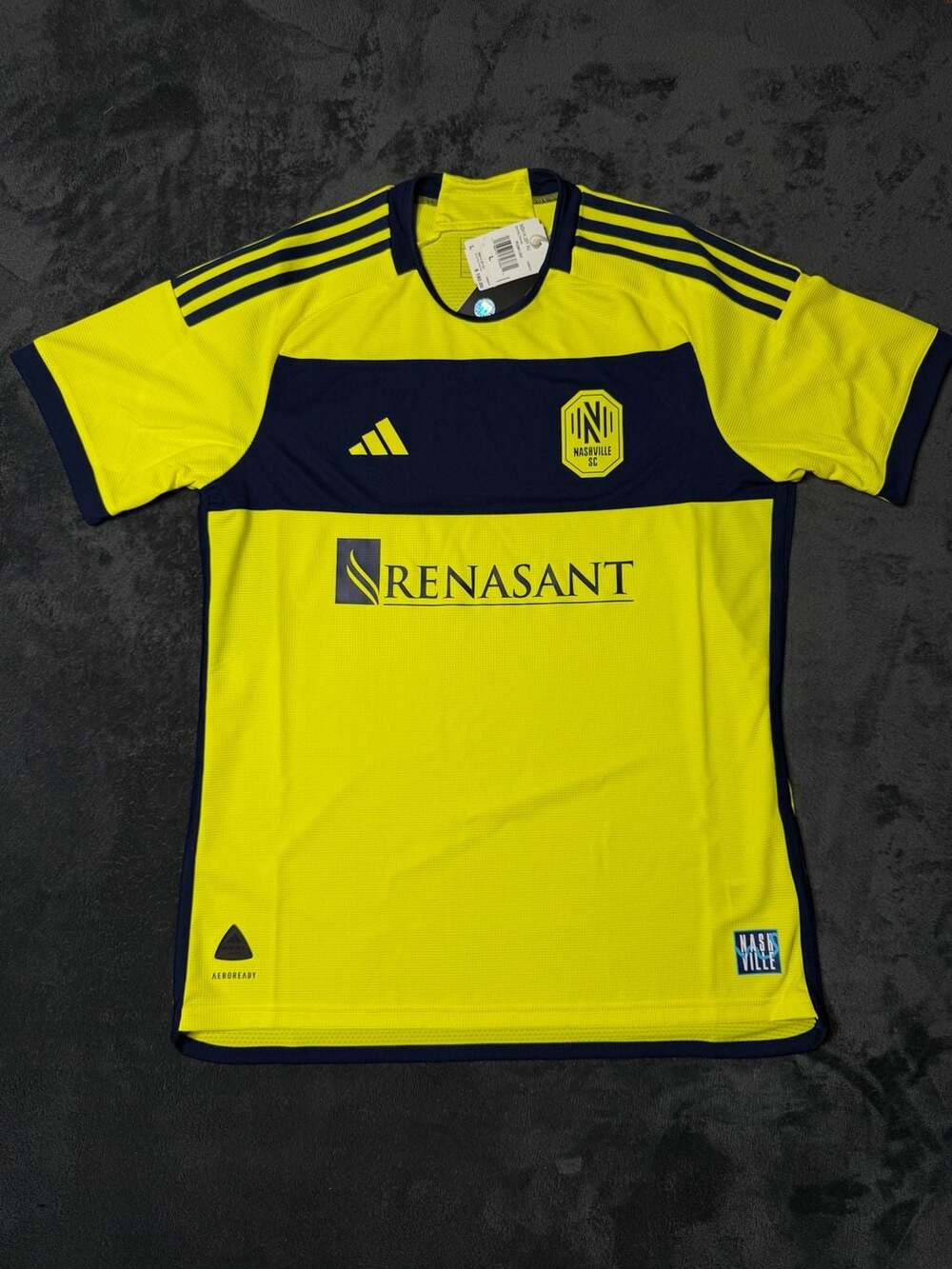 Adidas Nashville SC Home Jersey Size L Shock Yellow Team Navy Blue